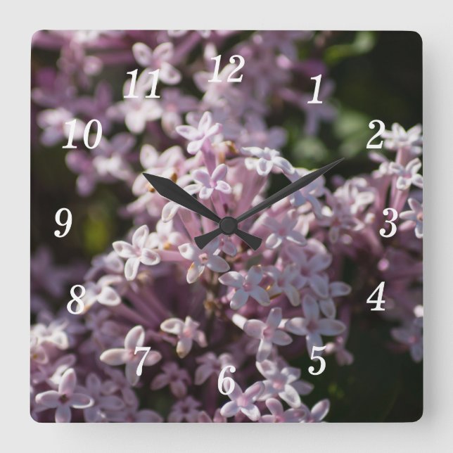 Smell Lilac Wall Clock Fyrkantig Klocka (Framsida)