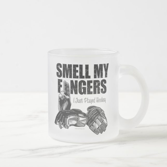 Smell My Finger (hockey) Frosted Glass Coffee Mugg (Höger)