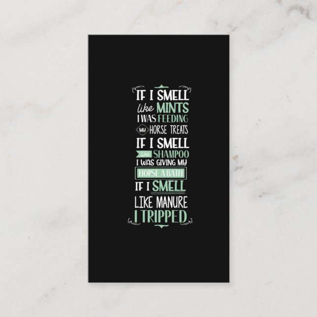 Smell som Horse  Equestrian Humor Visitkort (Framsida)