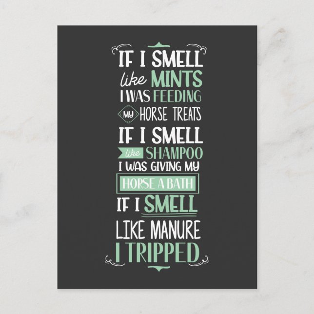 Smell som Horse  Equestrian Humor Vykort (Framsida)