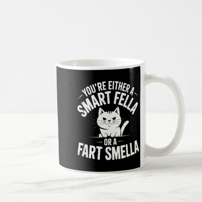 Smella Cat Smart Fart Humor Spoonerism Fella Laugh Kaffemugg (Höger)