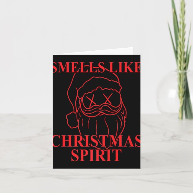 Smells Like Christmas Srit Santa Claus Xmas T Shir Kort (Framsida)