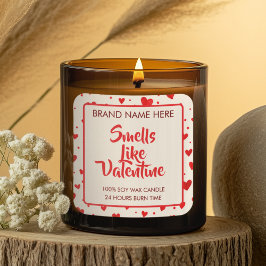 Smells Like Valentine Custom Candle Labels  Fyrkantigt Klistermärke