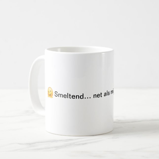 “Smeltend… net als mijn motivatie” mok voor werk Kaffemugg (Framsida vänster)