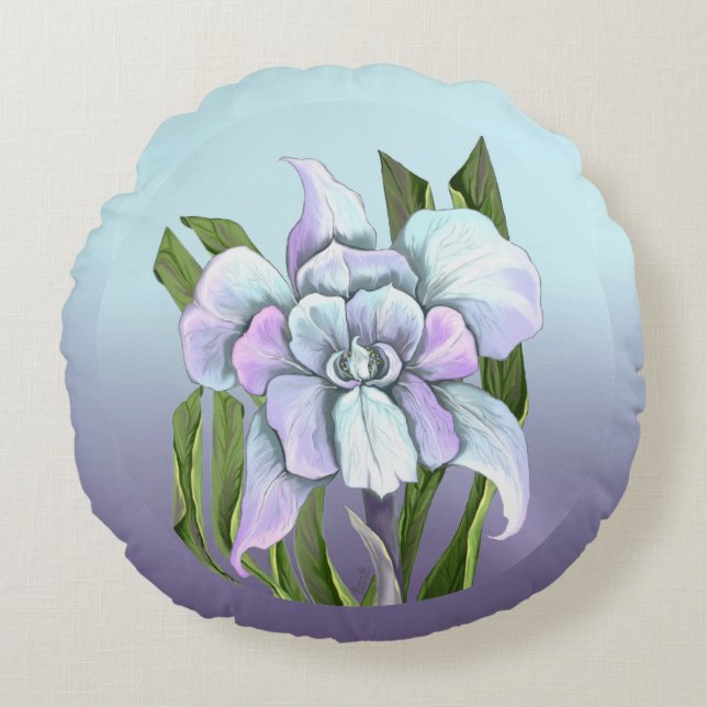 Smeraldo Flower Round Pillow Rund Kudde (Framsidan)