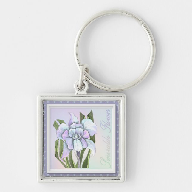 Smeraldo-nyckelringar Fyrkantig Silverfärgad Nyckelring (Framsidan)