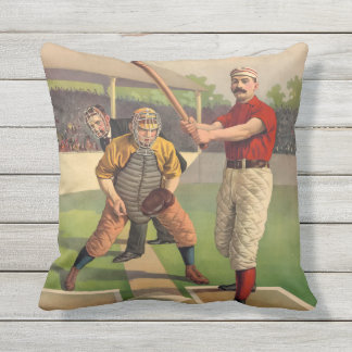Smet och stoppare för vintagebaseballillustration utomhuskudde