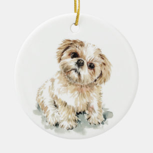 Smeta, Shih Tzu-valp Julgransprydnad Keramik
