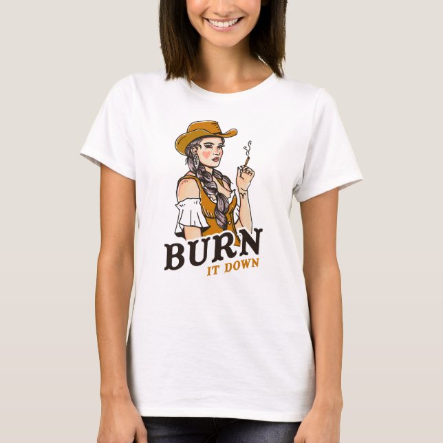 Smeta ut den lustiga feministiska Cowgirl Gift T Shirt (Framsida)