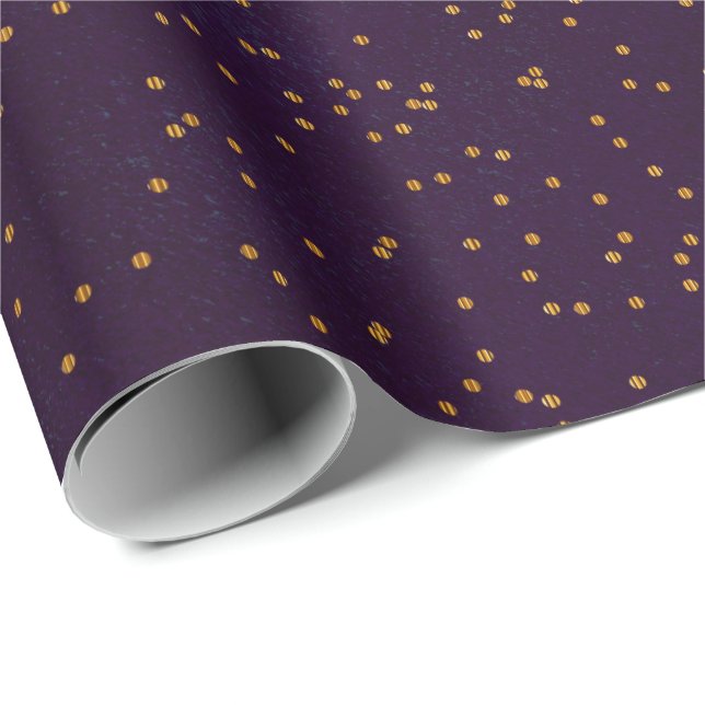 Smeta ut Lila av plommon med konfetti Guld-punkter Presentpapper (Rullad Hörn)