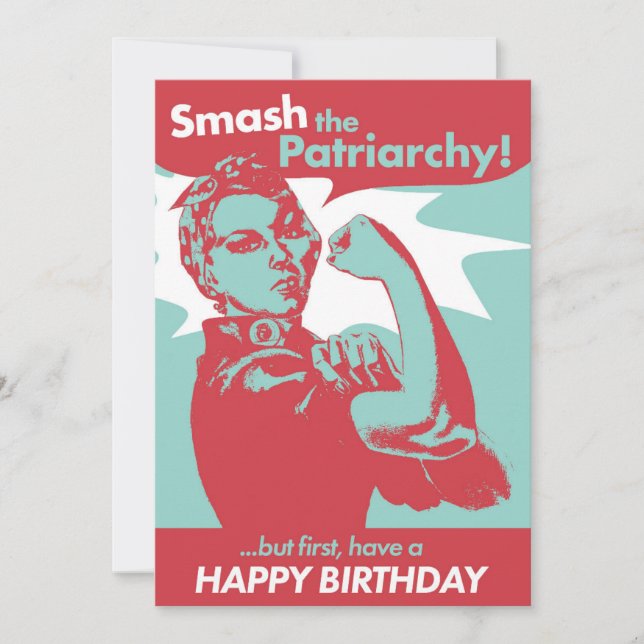 Smeta ut Patriarchy Rosie Riveter Birthday Card (Framsida)