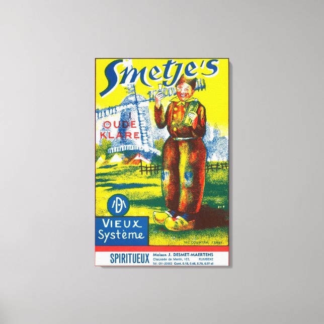 Smetjes Vin-etikettEuropa Canvastryck (Framsida)