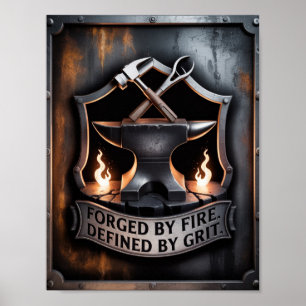 Smidd i eld – emblem för smeder poster