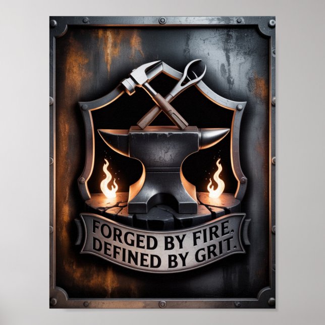 Smidd i eld – emblem för smeder poster (Framsidan)