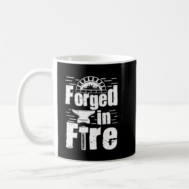 Smidd i Fire Forge Metalsmith Blacksmithing Blac Kaffemugg (Vänster)
