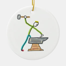 Smidesman Stickman Julgransprydnad Keramik