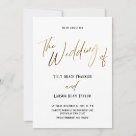 Smidig Guld Handstil Enkel Bröllopet Av Inbjudningar