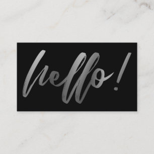 Smidig Silver Ombre Hello i handstil på svart Visitkort