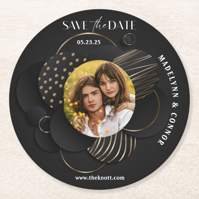 Smidig Skript Vertikal Foto Spara Datum  Underlägg Papper Rund (Framsidan)