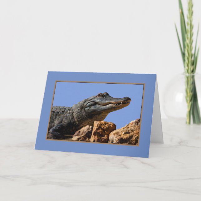 Smilande alligator, födelsedagskort, Humor Kort (Framsida)