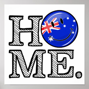 Smilande australiska Flagga Houseuppvärmning Poster