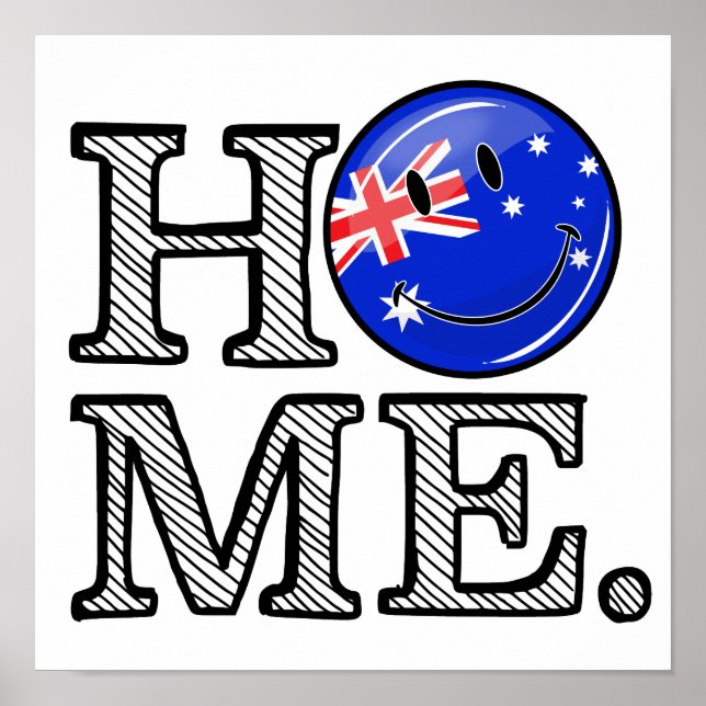 Smilande australiska Flagga Houseuppvärmning Poster (Framsidan)