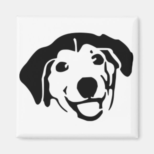 Smilande Black Hund Magnet (Framsidan)