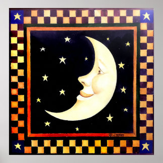 Smilande Crescent Måne Poster