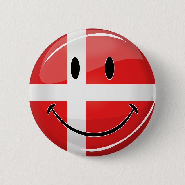 Smilande Danmark Flagga Knapp (Framsida)