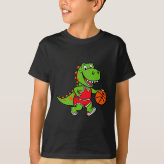 Smilande Dinosaur-uppspelning Basketball Roligt T- T Shirt