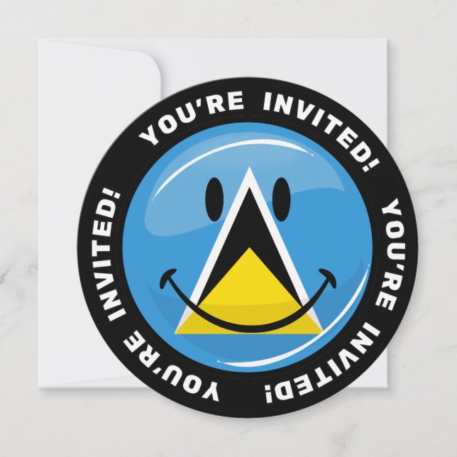 Smilande Flagga Saint Lucia Inbjudningar (Framsida)
