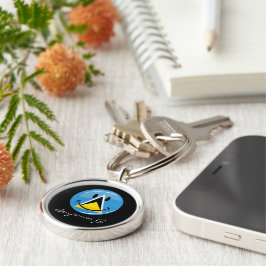 Smilande Flagga Saint Lucia Rund Silverfärgad Nyckelring