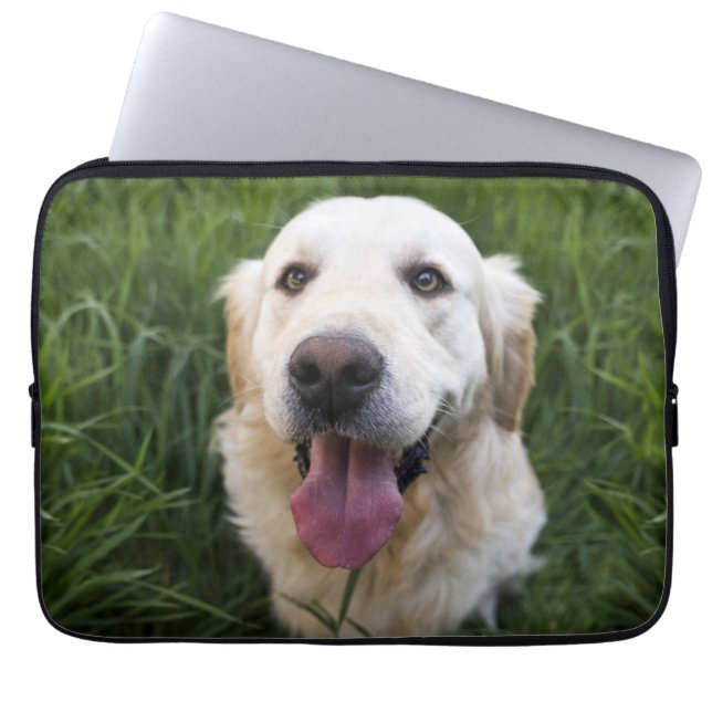 Smilande Golden Retriever Laptop Fodral (Framsidan)