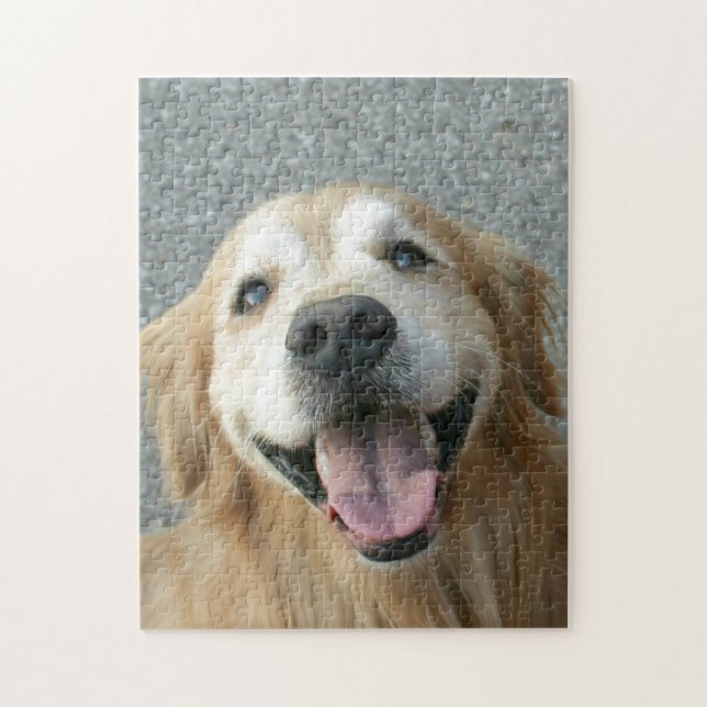 Smilande Golden Retriever Pussel (Vertikal)