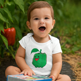 Smilande Grönt Bell Pepper T Shirt