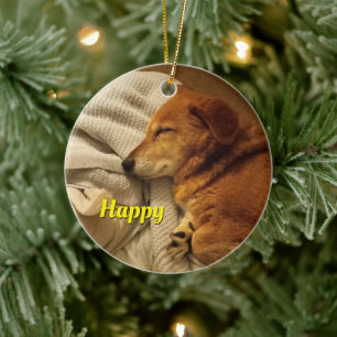 Smilande Hund Julgransprydnad Keramik
