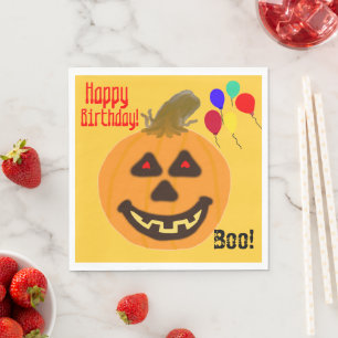 Smilande Orange Pumpkin Birthday Bubons Pappersservett