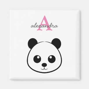Smilande panda ansikte Monogram Magnet