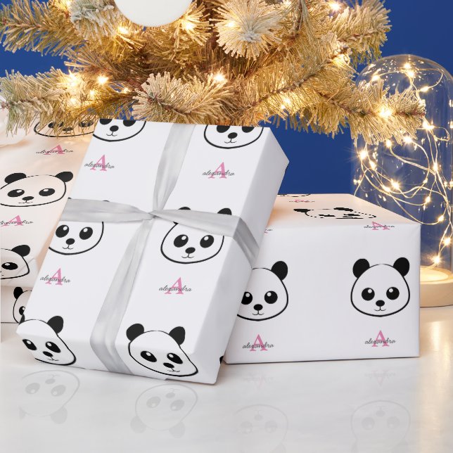 Smilande panda ansikte Monogram Presentpapper (Helgdagar)