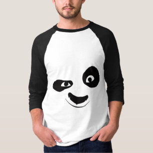 Smilande Panda Ansikte Svart & Vitt Grafiskt T-Shi T Shirt