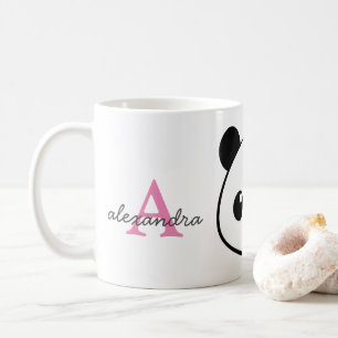 Smilande Panda Monogram kaffe Mugg - Personlig