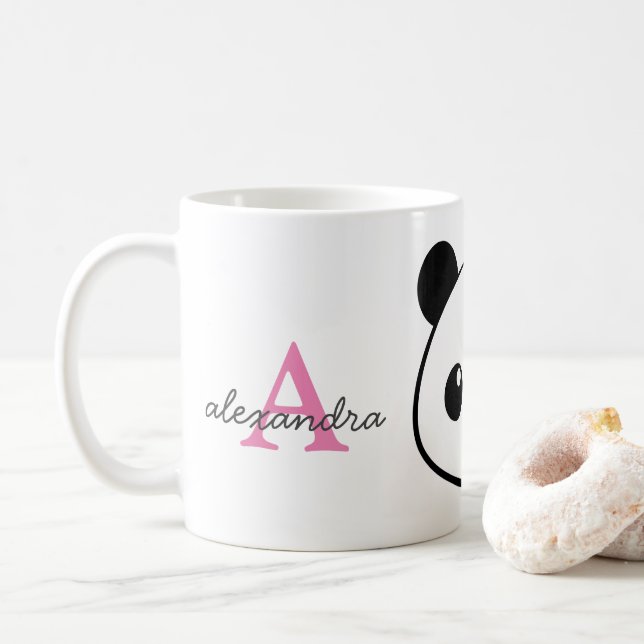 Smilande Panda Monogram kaffe Mugg - Personlig (Med munk)