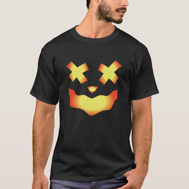 Smilande Pumpkin Ansikte Ögon X T Shirt (Framsida)