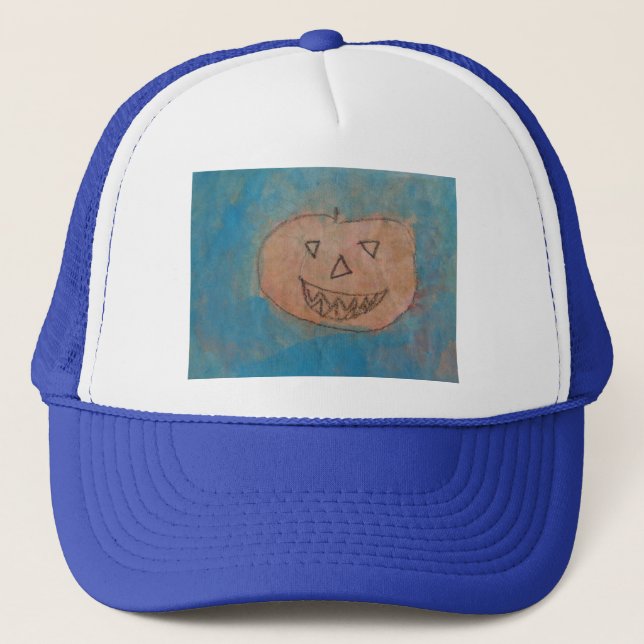Smilande Pumpkin, Halloween Art Watercolor Truckerkeps (Framsida)