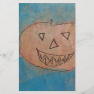 Smilande Pumpkin, Halloween Kids Art Watercolor Brevpapper