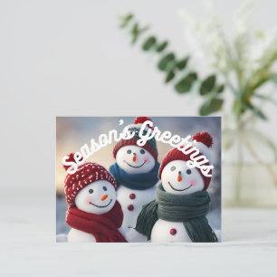 Smilande Snögubbar Postkort för säsongshälsningar Helg Vykort