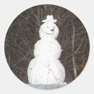 Smilande Snögubbe Sticker Runt Klistermärke
