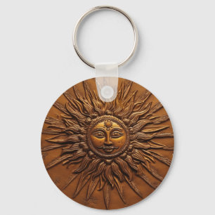 Smilande Sol Embossed Nyckelring