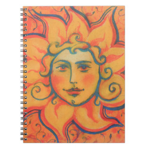 Smilande Sol, Fairytale Fantasy Art, Orange Gult Anteckningsbok