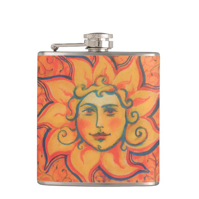 Smilande Sol, Fairytale Fantasy Art, Orange Gult Fickplunta (Framsidan)